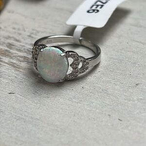 Charmed aroma Opal & diamond sterling silver ring size 6 unique